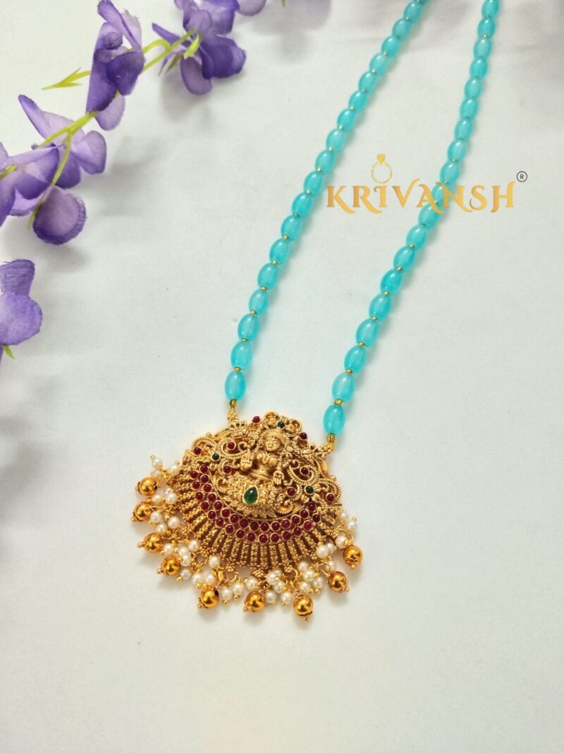 Blue Beaded Long Necklace - Image 3