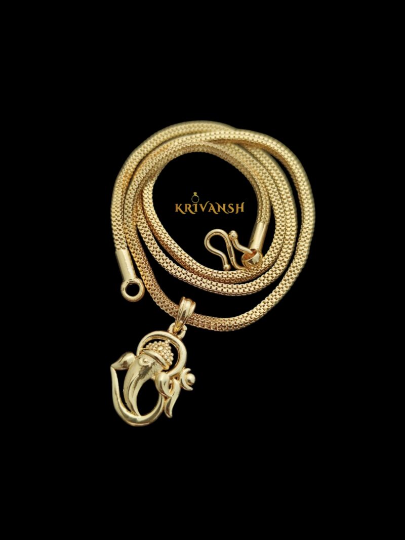 Ganesh+Om Pendant Short Aryan Neck Chain
