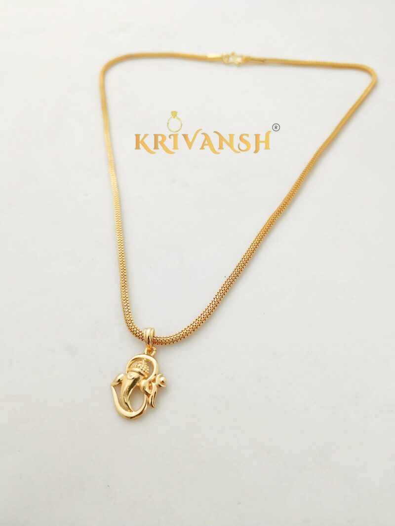 Ganesh+Om Pendant Short Aryan Neck Chain - Image 4
