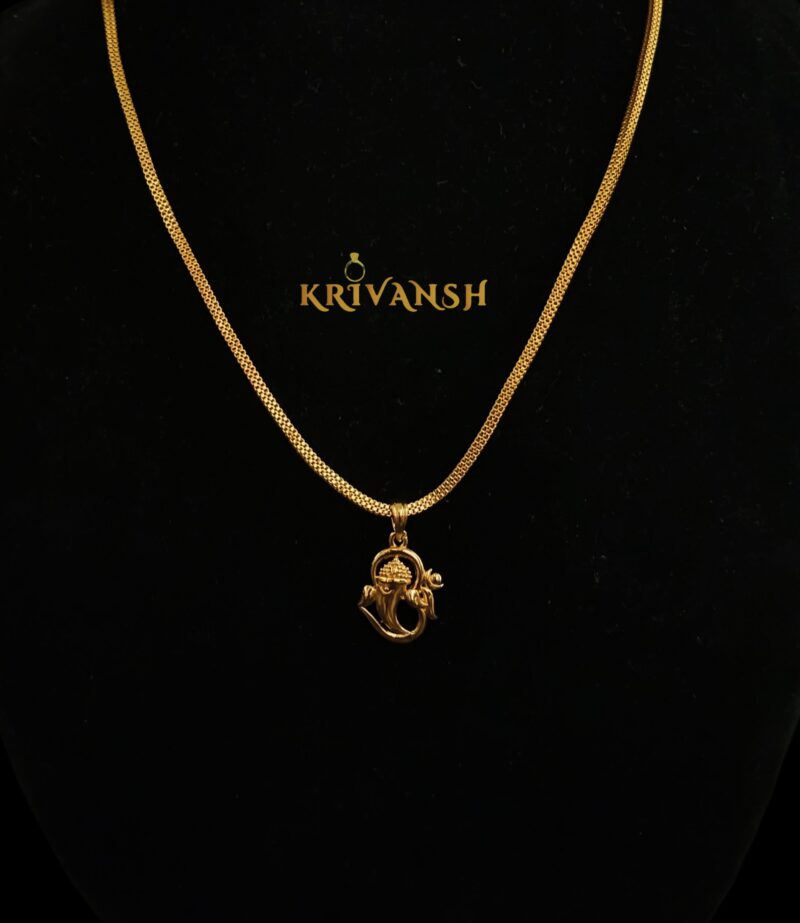 Ganesh+Om Pendant Short Aryan Neck Chain - Image 3
