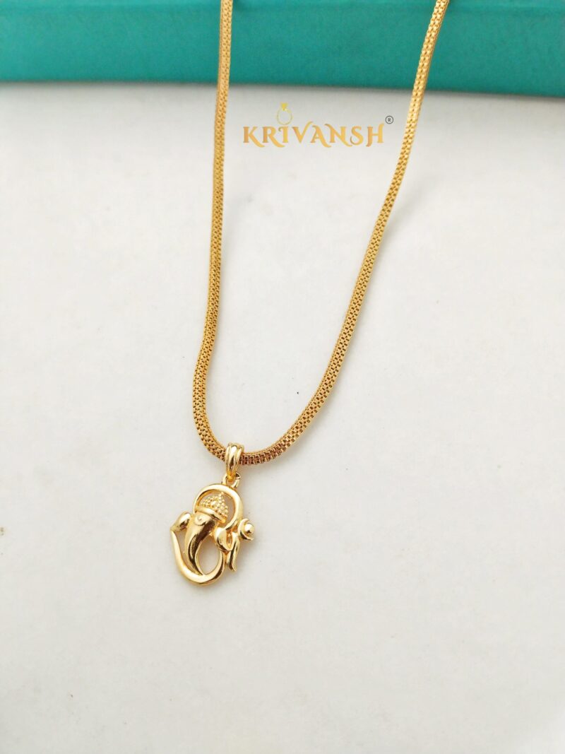 Ganesh+Om Pendant Short Aryan Neck Chain - Image 2
